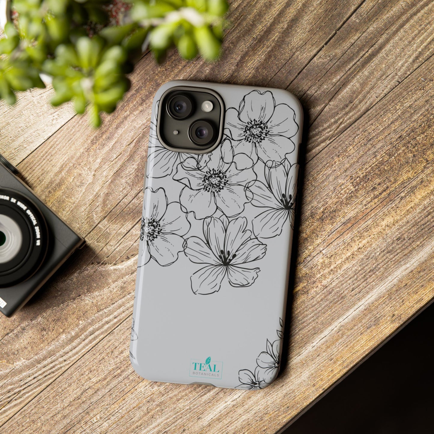 Flowers in Monochrome Phone Case Pink for Iphone and Android