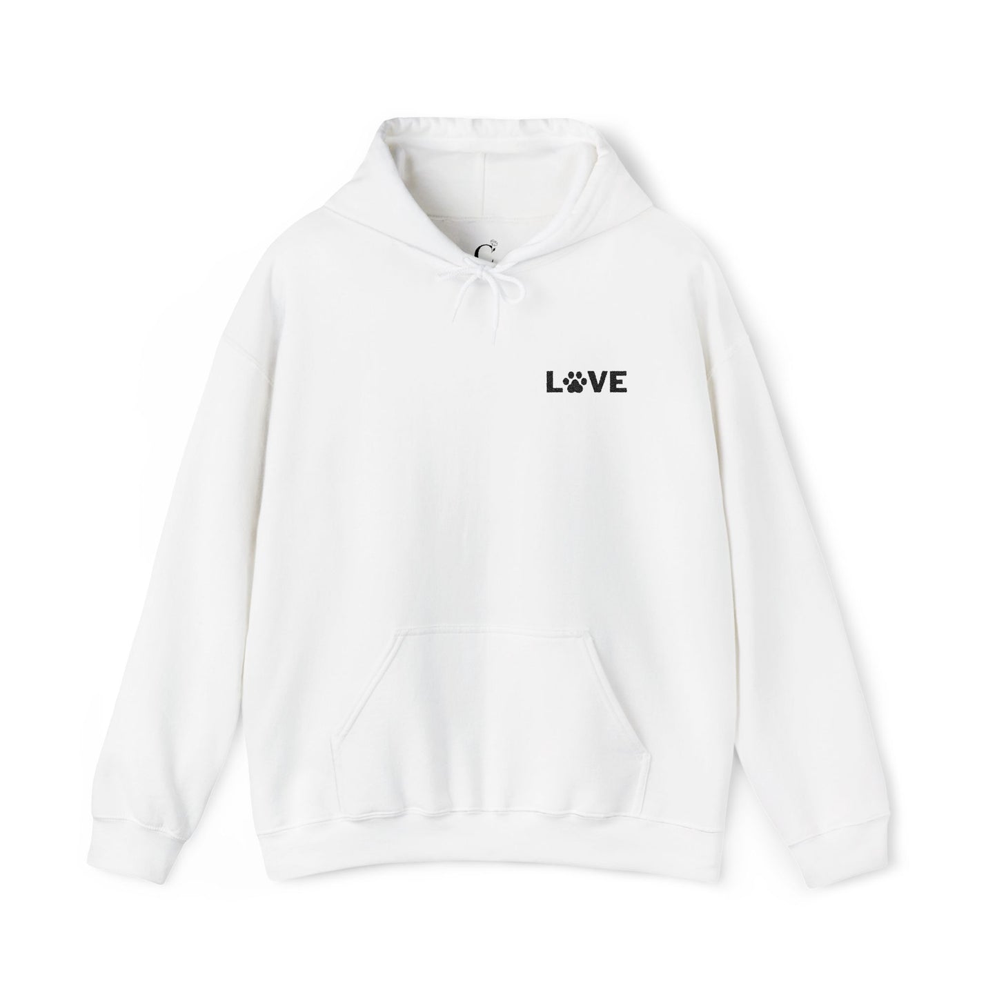 Hoodie with LOVE Dog Paw Embroidery - Unisex in Pink and White