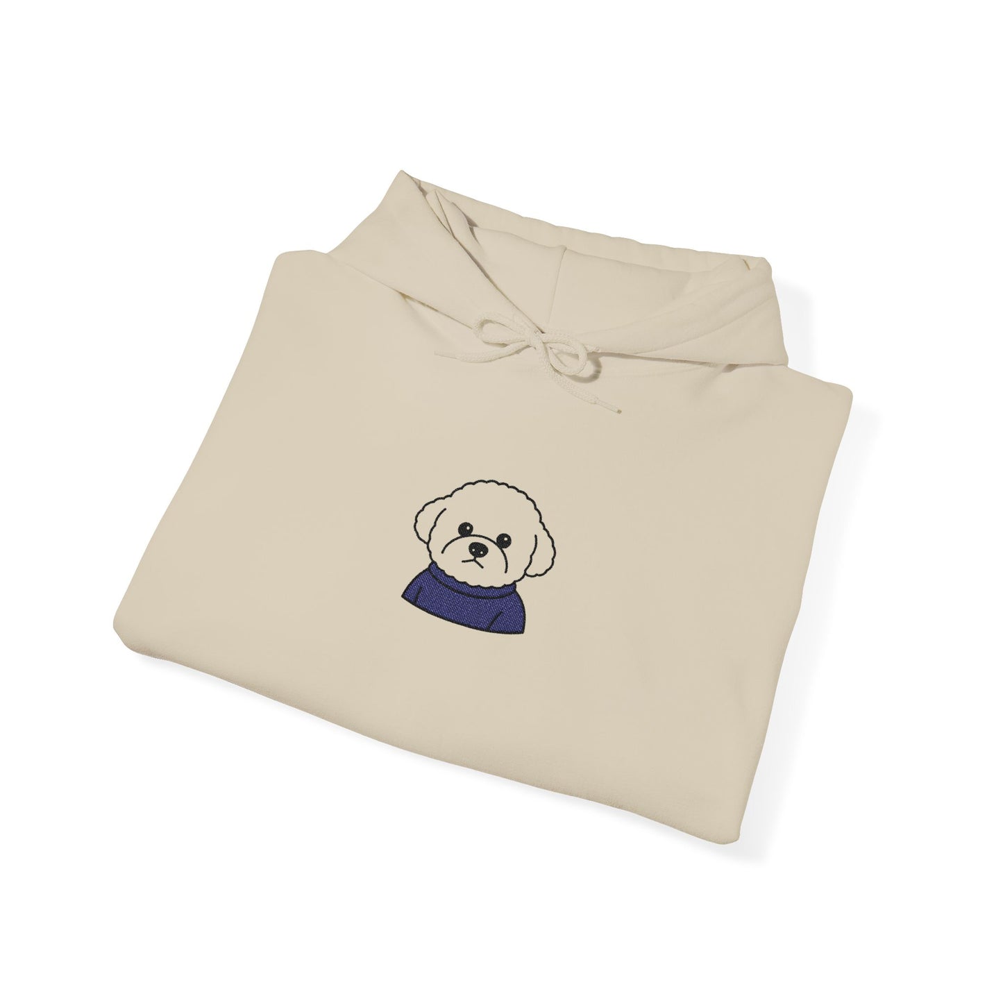 Dog Design Embroidery Hooded Sweatshirt