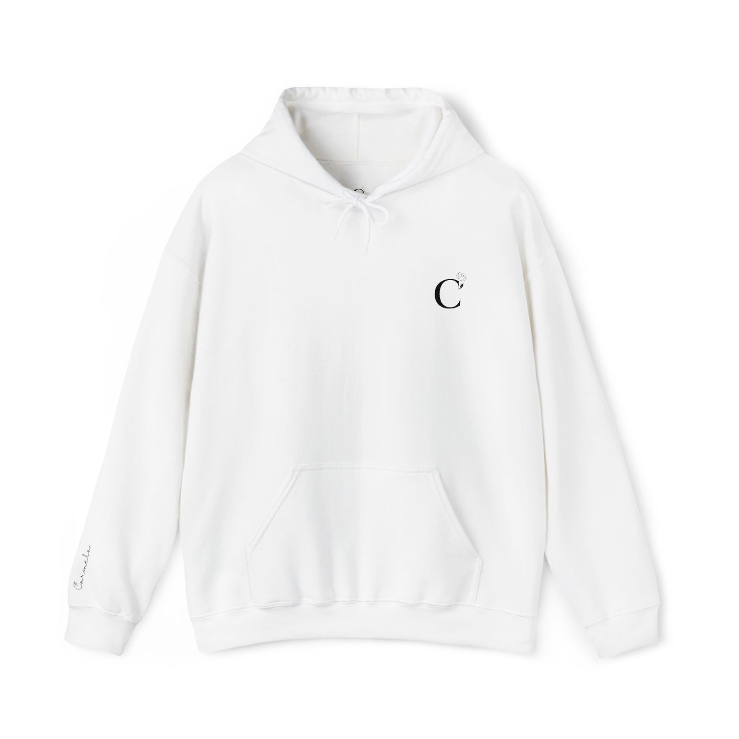 Carmela Logo Unisex Hooded Sweatshirt with Logo on Right Wrist