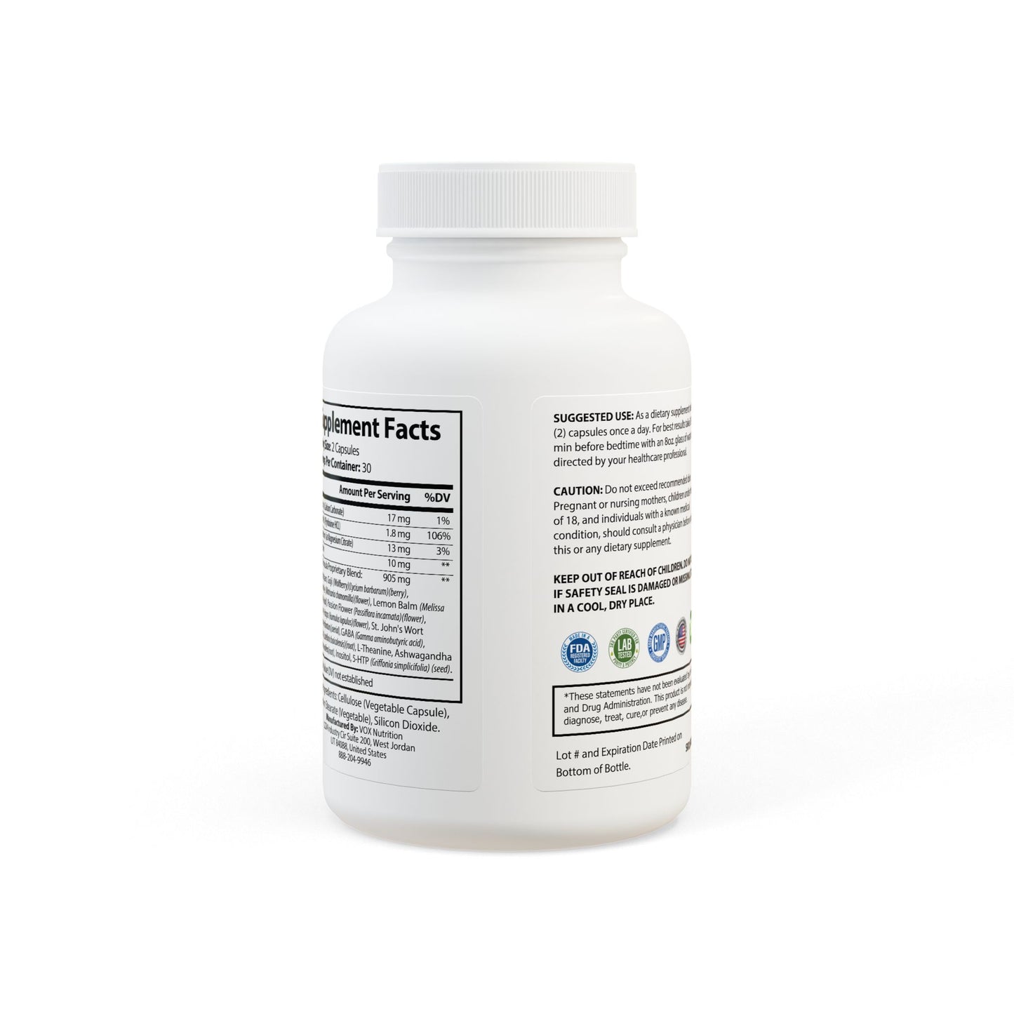Sleep Supplement with Magnesium, L-theanine and Melatonin (60 Capsules)