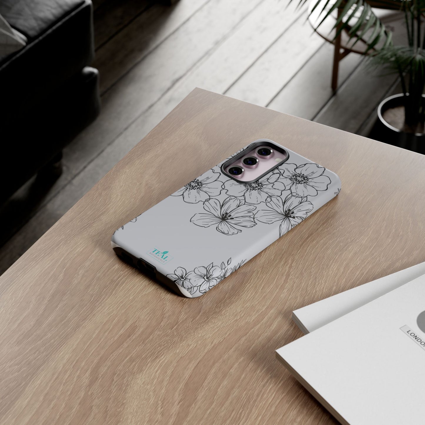 Flowers in Monochrome Phone Case Pink for Iphone and Android