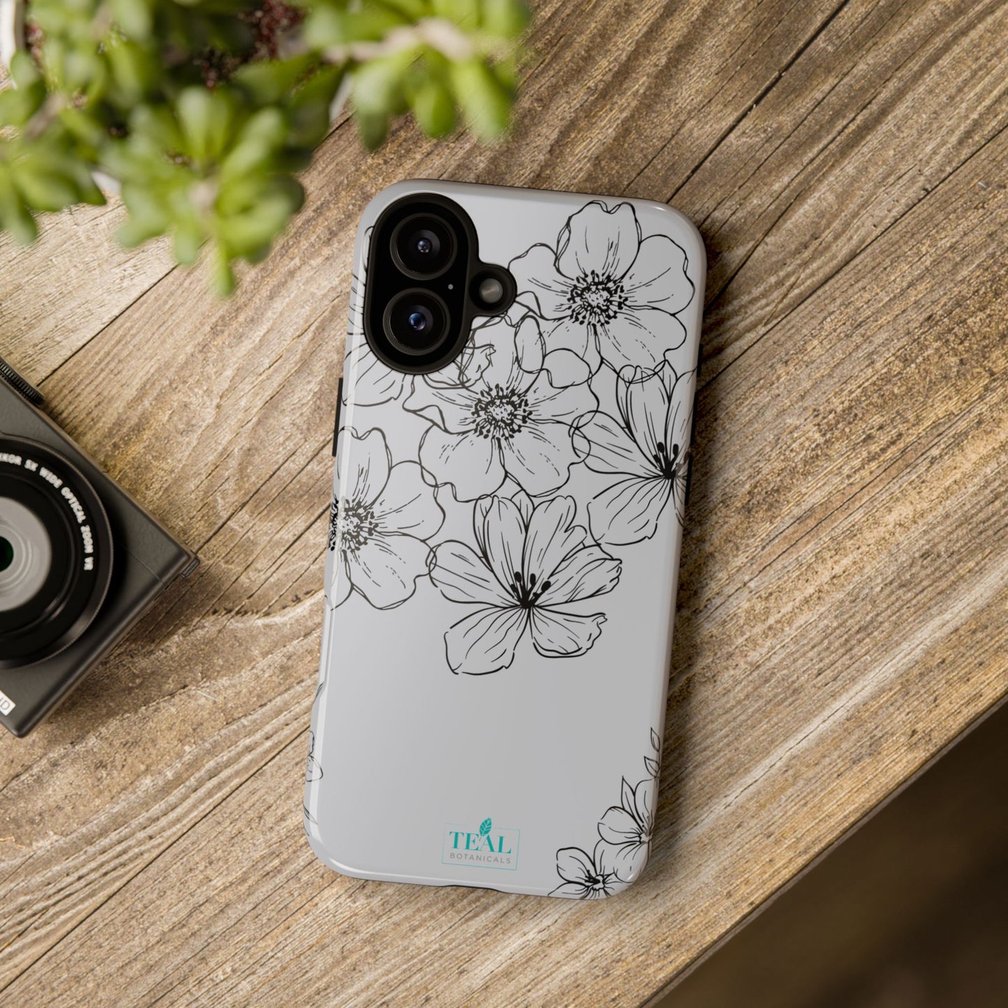 Flowers in Monochrome Phone Case Pink for Iphone and Android