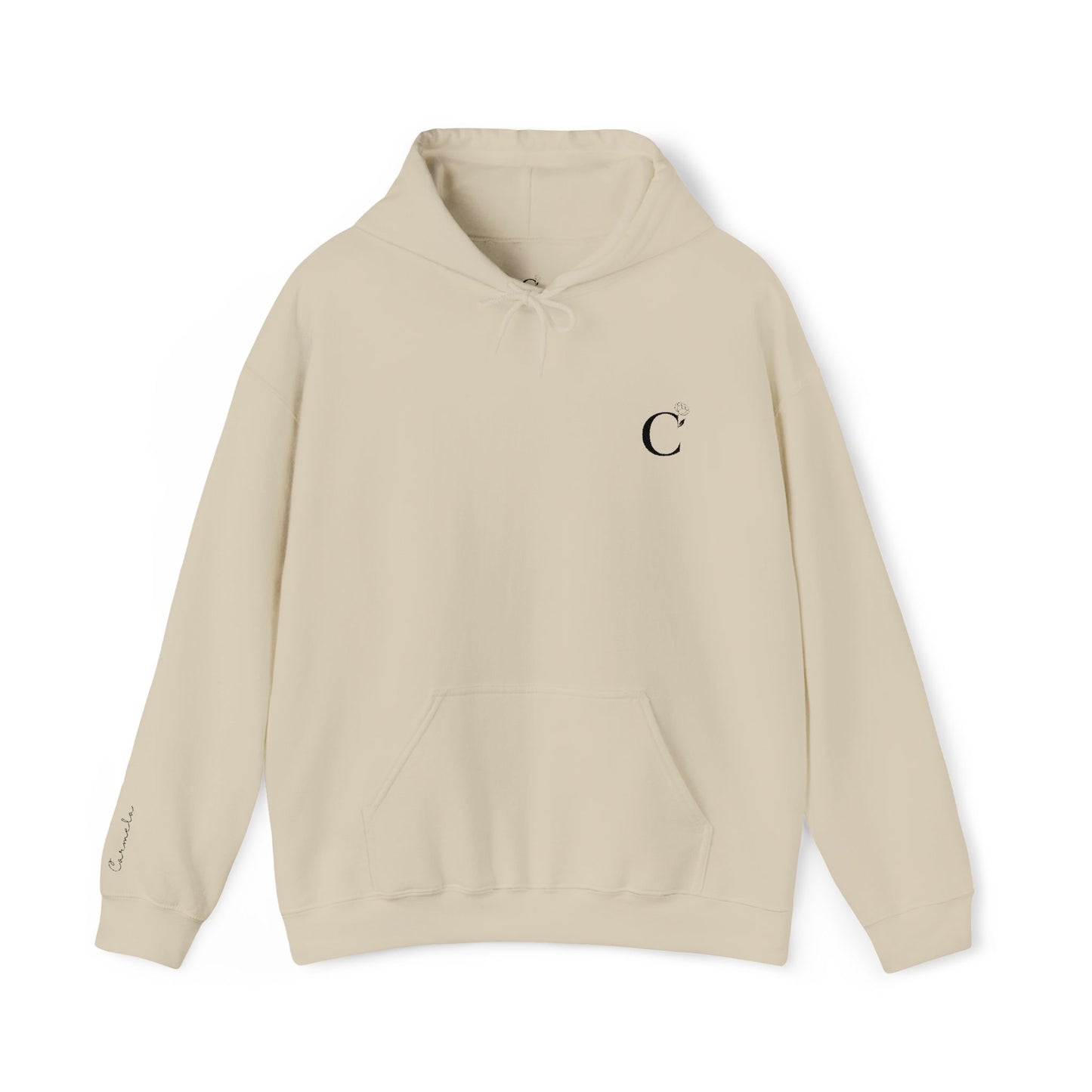 Carmela Logo Unisex Hooded Sweatshirt with Logo on Right Wrist