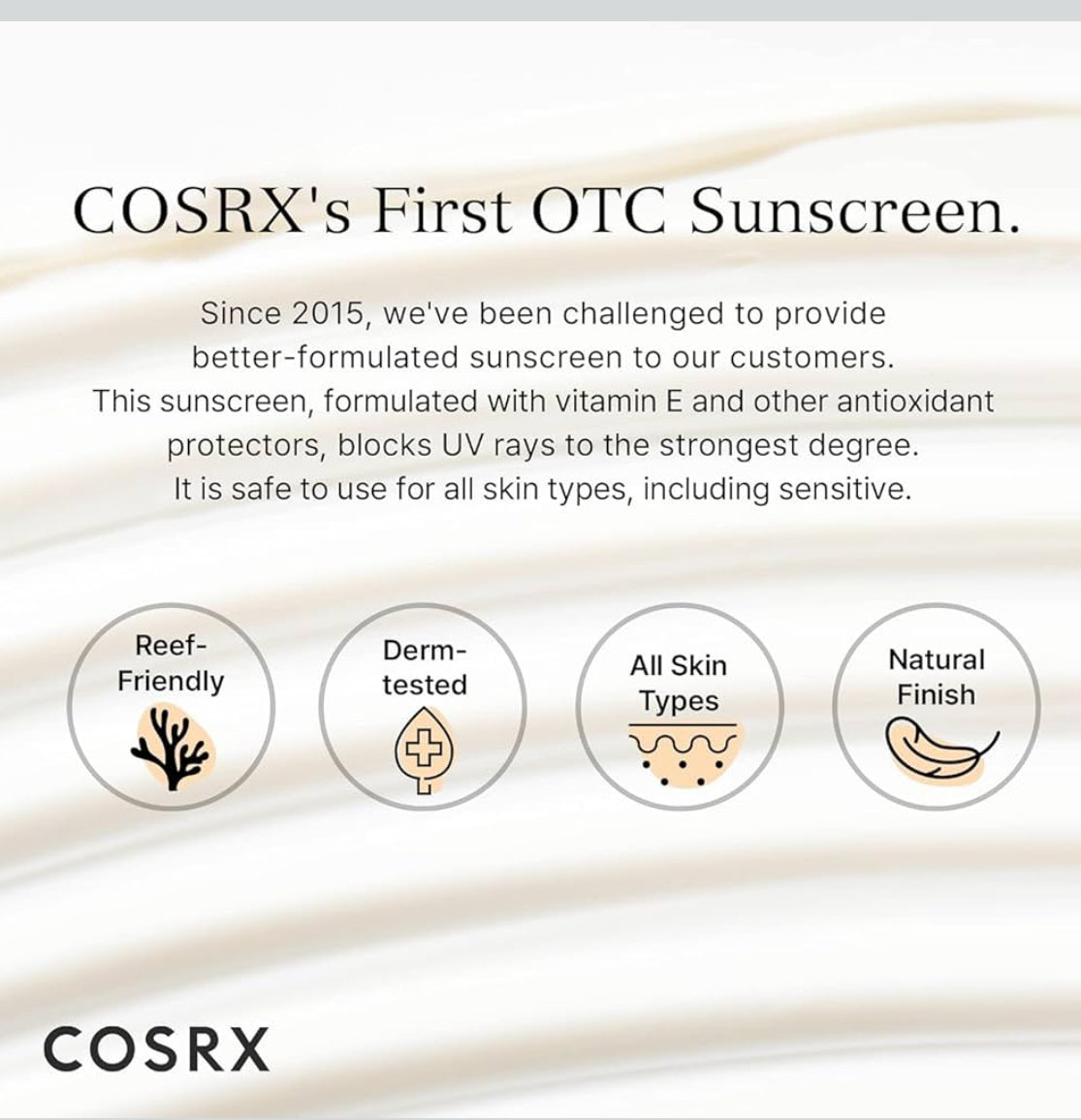 COSRX Vitamin E Vitalizing Face Sunscreen SPF 50, No White Cast, Moisturizer, Lightweight under Makeup, Travel Essentials, Korean Skincare, Korean Sunscreen for Face