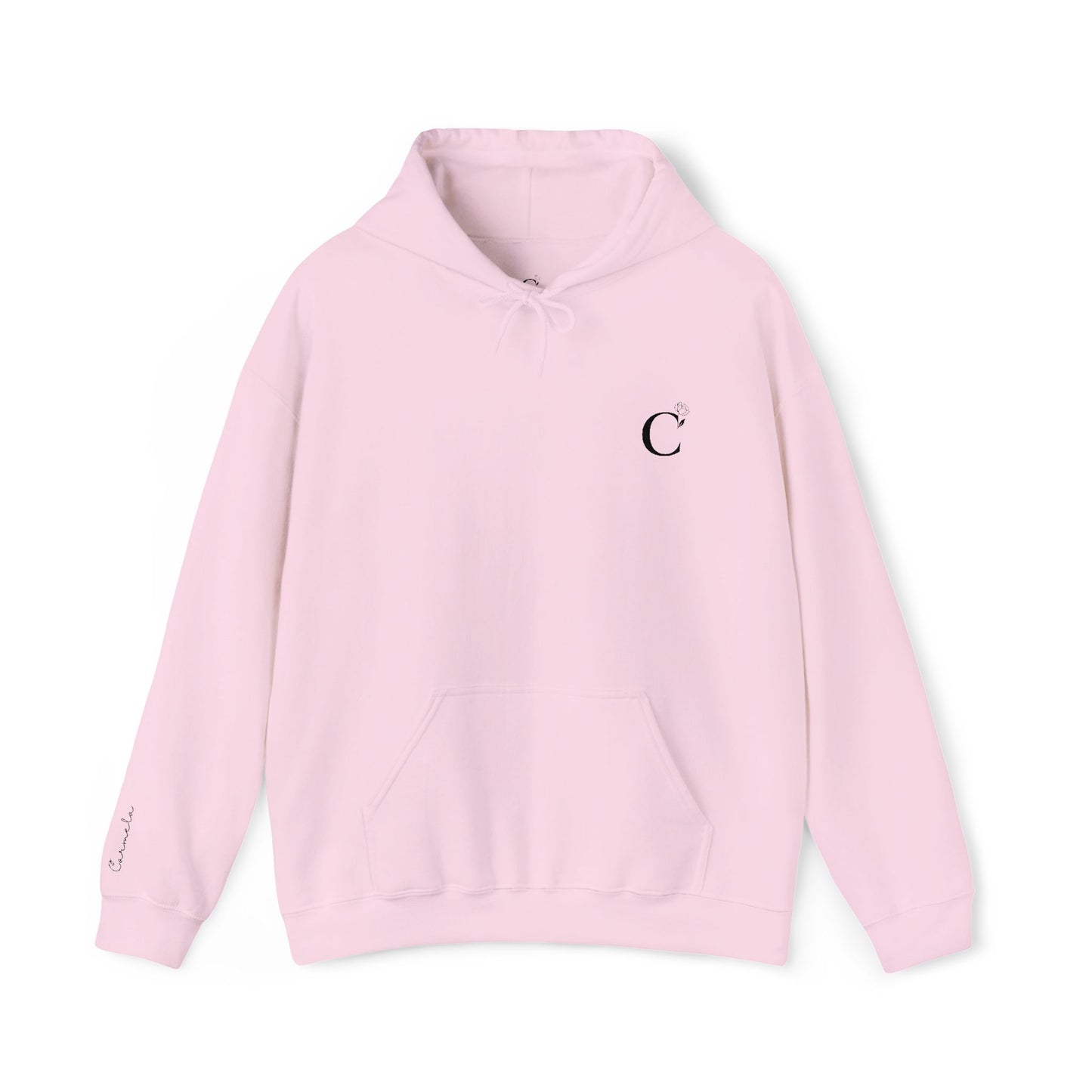 Carmela Logo Unisex Hooded Sweatshirt with Logo on Right Wrist