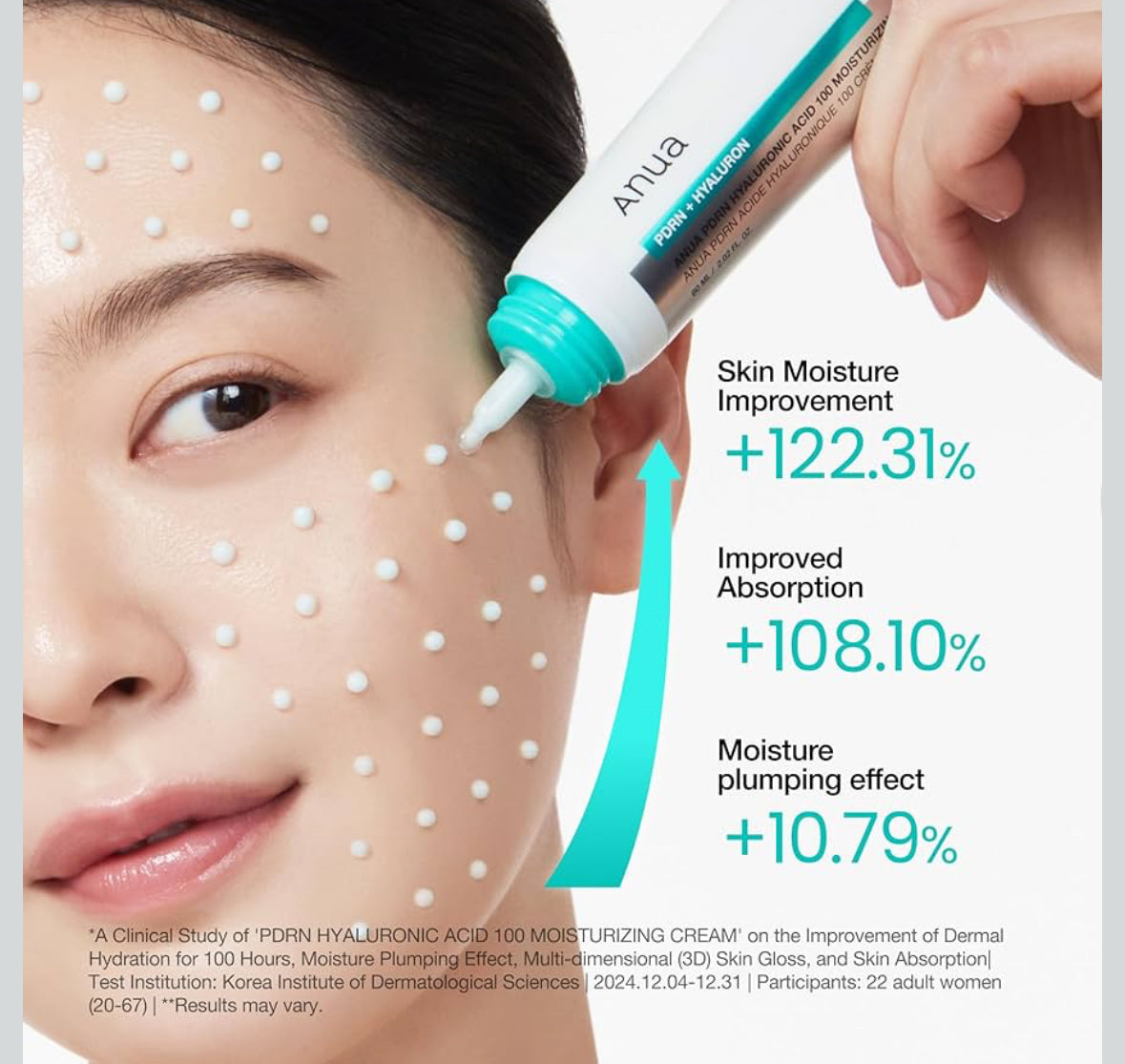 ANUA PDRN Hyaluronic Acid 100 Moisturizing Cream, Lightweight Hydrating Moisturizer with Salmon DNA, Hyaluronic Acid, Collagen For Glass Skin, Korean Skin Care Kbeauty