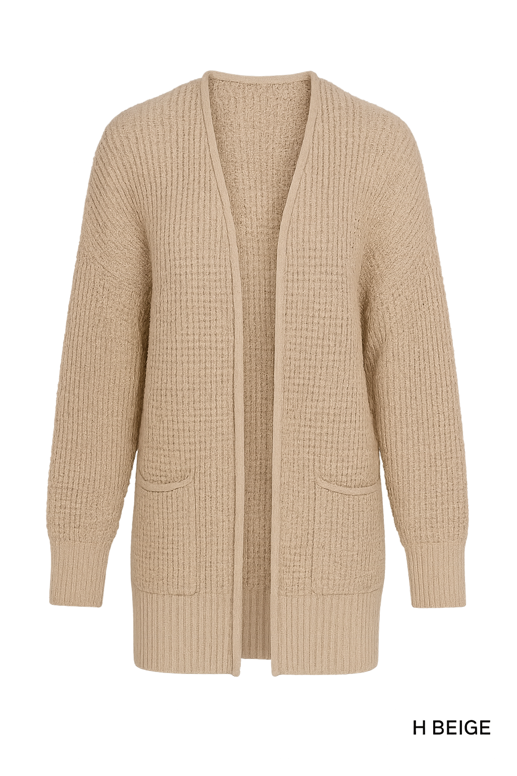Madison Waffle-Knit Open Front Cardigan with Pockets