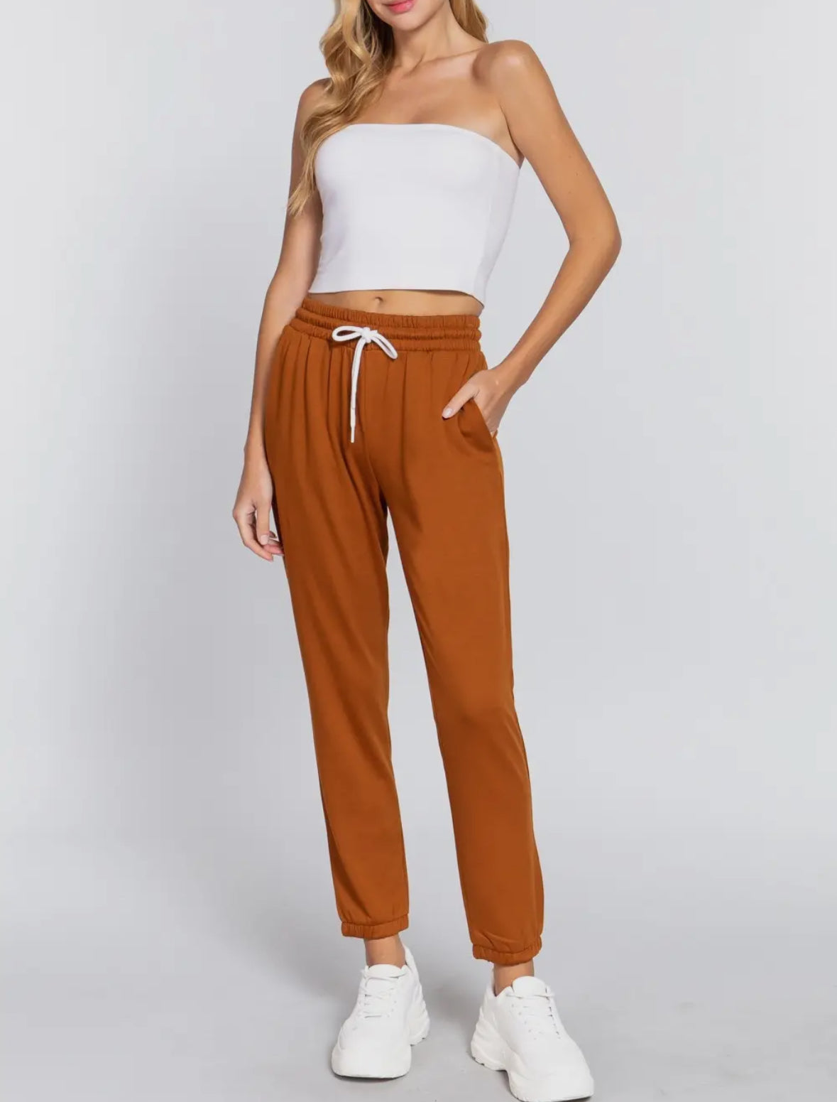 Women’s Light Fleece High-Waist Buttery Soft Jogger Pants with Drawstring