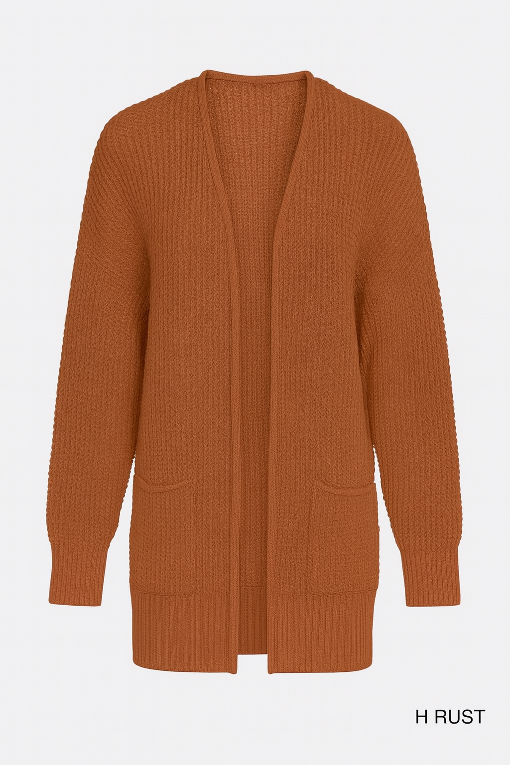 Madison Waffle-Knit Open Front Cardigan with Pockets