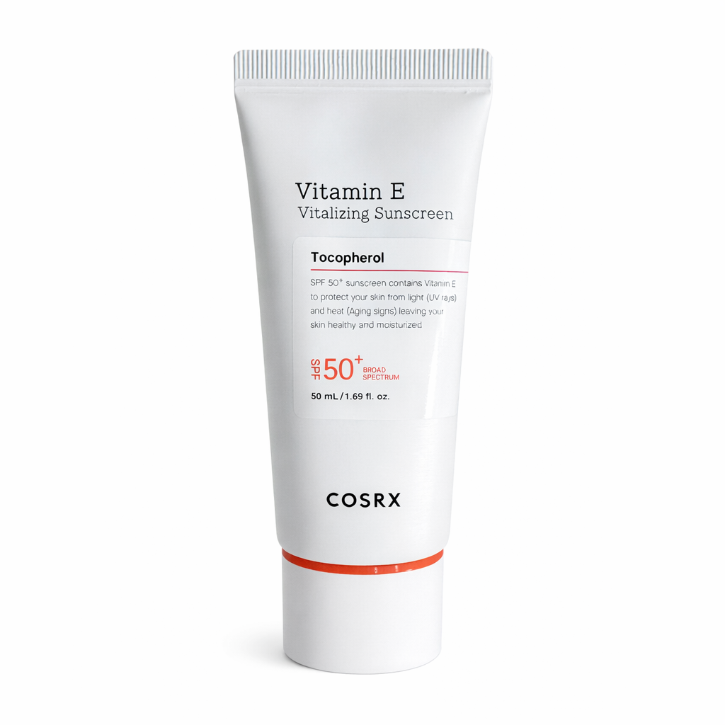 COSRX Vitamin E Vitalizing Face Sunscreen SPF 50, No White Cast, Moisturizer, Lightweight under Makeup, Travel Essentials, Korean Skincare, Korean Sunscreen for Face