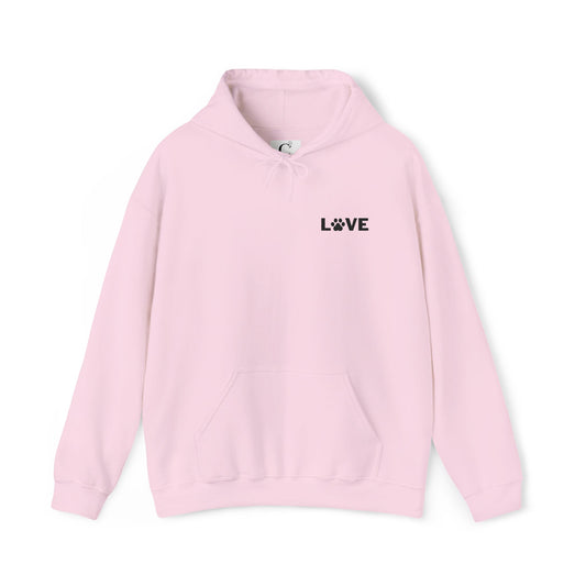Hoodie with LOVE Dog Paw Embroidery - Unisex in Pink and White