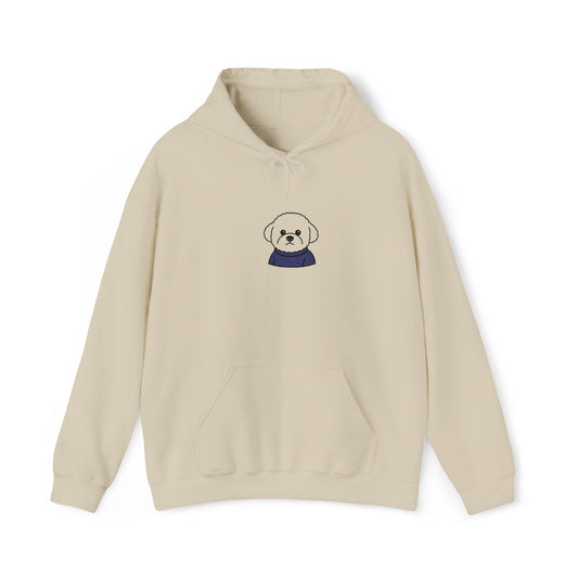 Dog Design Embroidery Hooded Sweatshirt