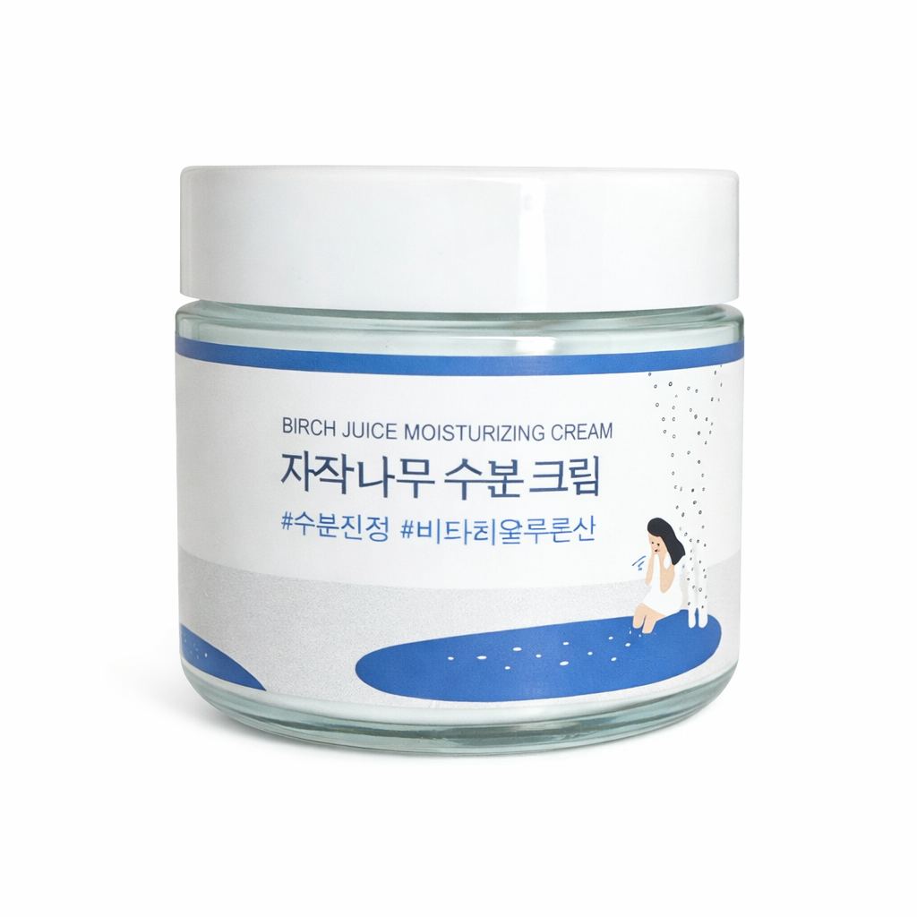 ROUND LAB Birch Juice Moisturizing Cream 48-Hour Hydration with Birch Sap & Vita Hyaluronic Acid, Acne-Prone Skin, Kbeauty Moisturizer, Reduces Sebum, Oil, Blackheads, Face Lotion