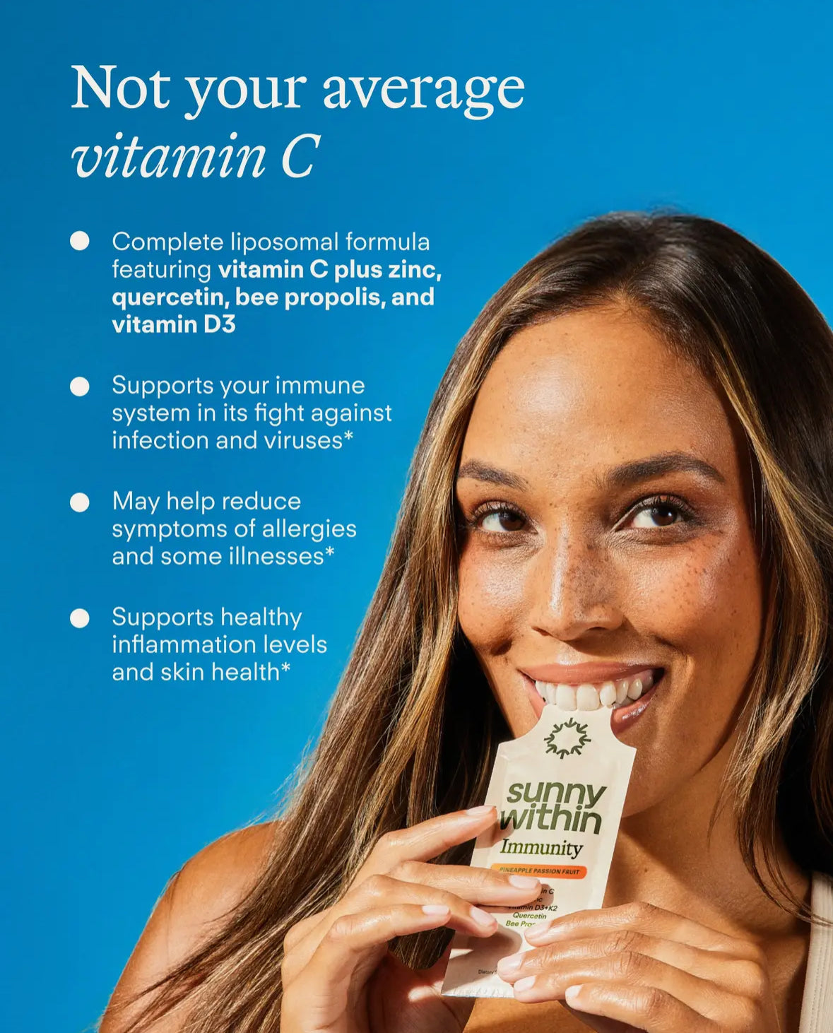 Immunity 6-in-1 Liposomal Vitamin C Packets, Zinc, D3 + K2, Quercetin, Bee Propolis & Avocado Oil - Antioxidant Liquid Supplement for Immunity, Skin & Bone