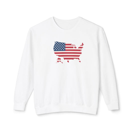 USA Flag Unisex Lightweight Crewneck Sweatshirt