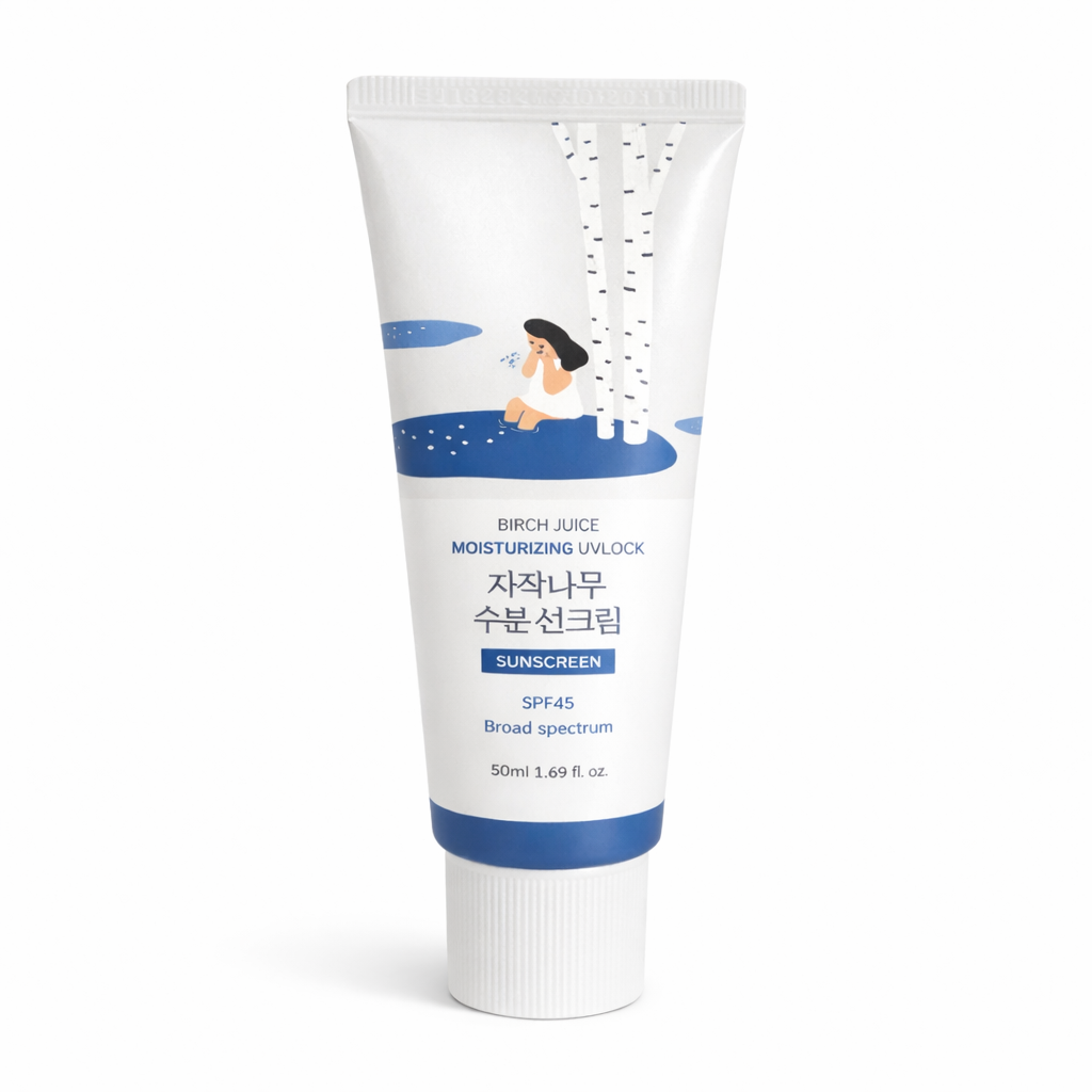 ROUND LAB Birch Juice Moisturizing Sunscreen SPF 45, Hydrating Lotion-like Lightweight, Sunscreen for Sensitive Skin, No White Cast, Fragrance-Free, Protector Solar, Korean Sunscreen