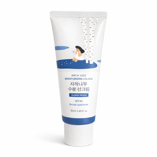ROUND LAB Birch Juice Moisturizing Sunscreen SPF 45, Hydrating Lotion-like Lightweight, Sunscreen for Sensitive Skin, No White Cast, Fragrance-Free, Protector Solar, Korean Sunscreen
